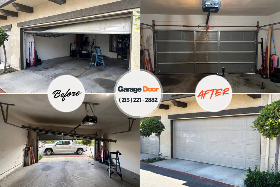 Before and after: garage door repair Lexington, TN